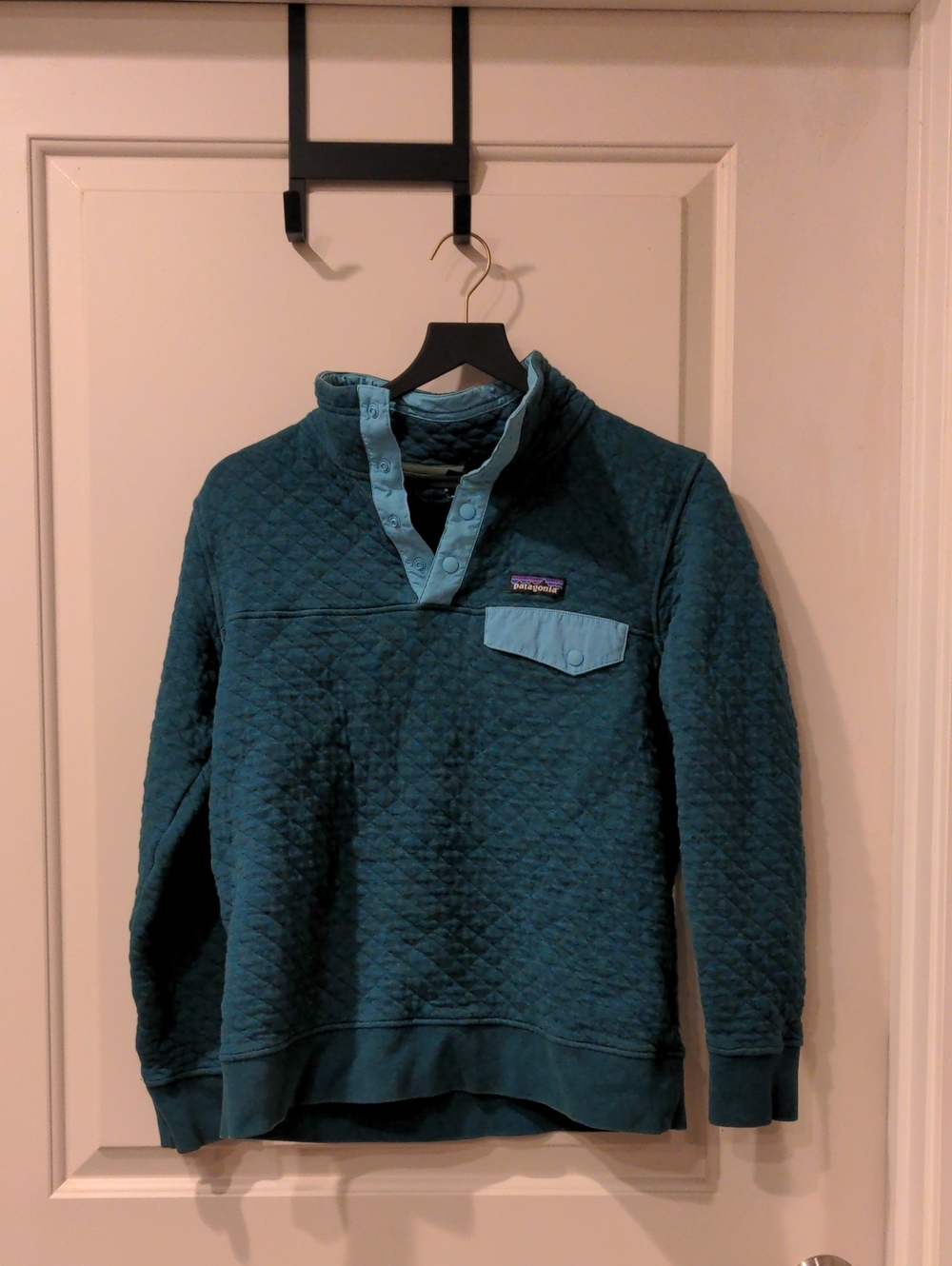 Patagonia Teal Quilted Snap-Front Pullover